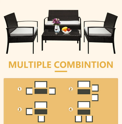 4-Piece Rattan Patio Furniture Set