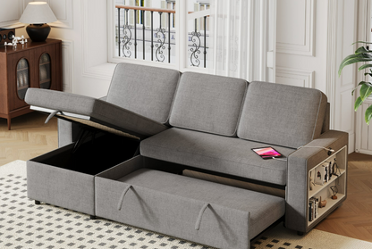 L-Shaped Couch with Storage & Pull-Out Sleeper