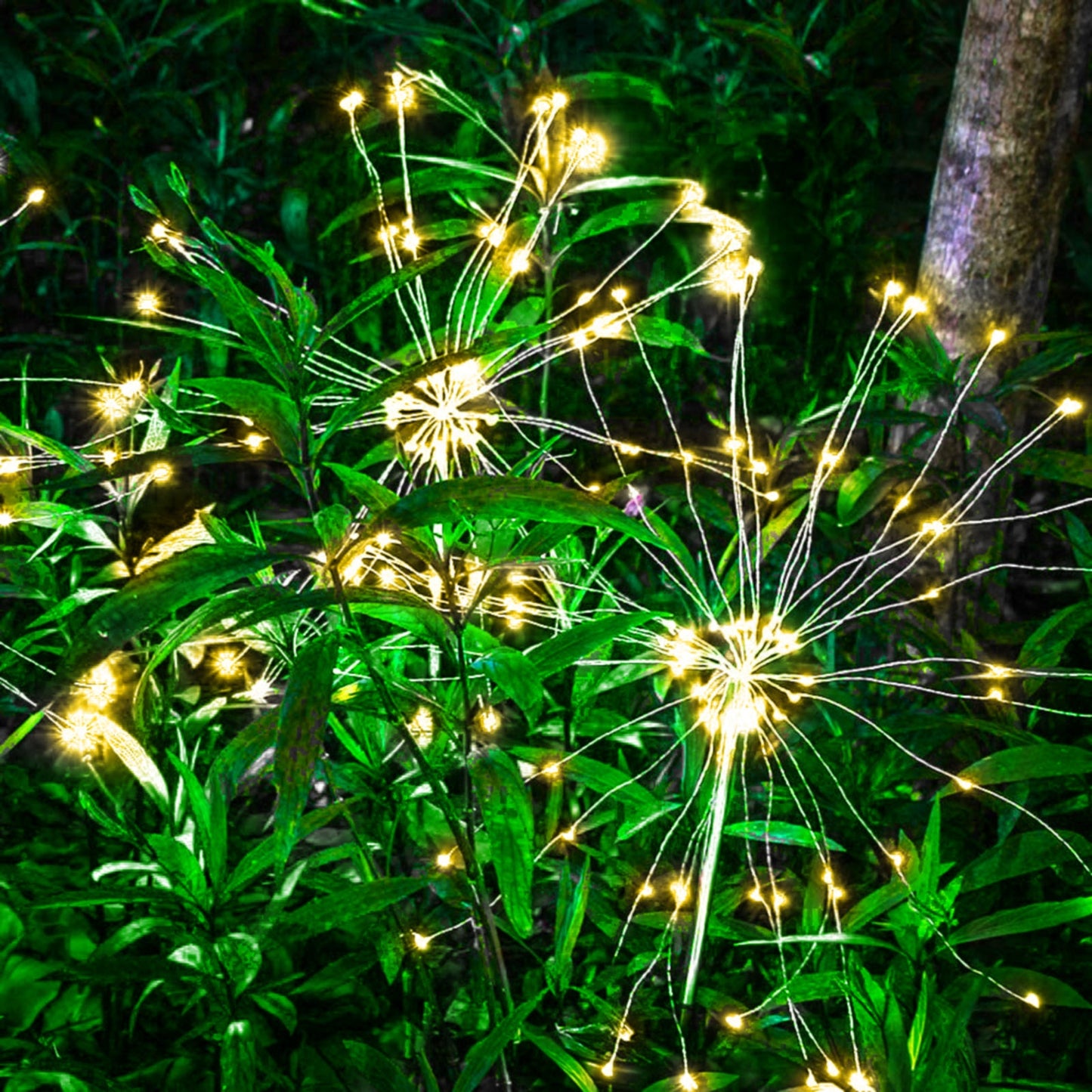 2-Piece Solar-Powered Firework Garden Lights