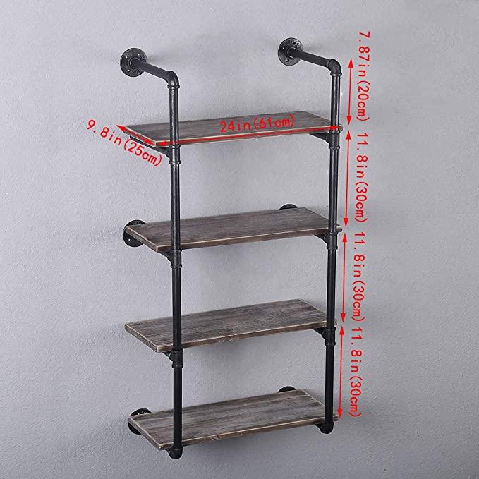 4-Tier Industrial Style Floating Shelf