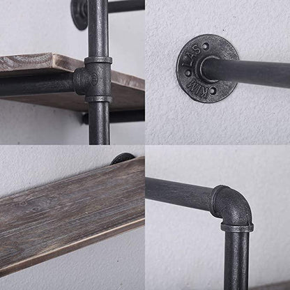 4-Tier Industrial Style Floating Shelf