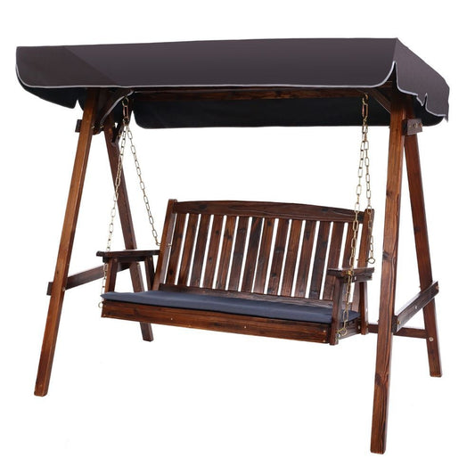 Wooden Swing Chair with Canopy