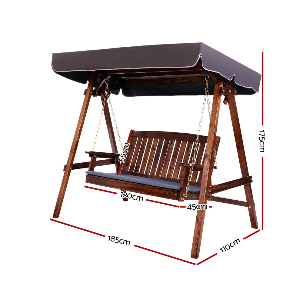Wooden Swing Chair with Canopy