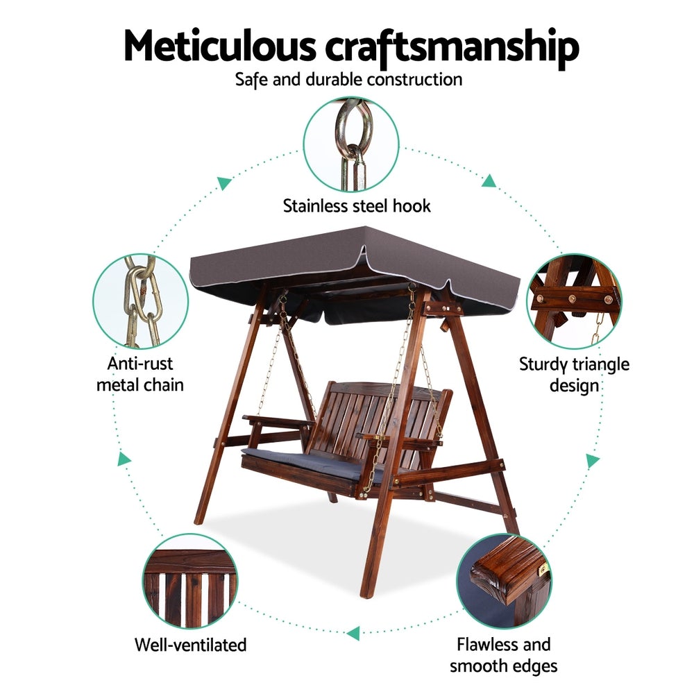 Wooden Swing Chair with Canopy