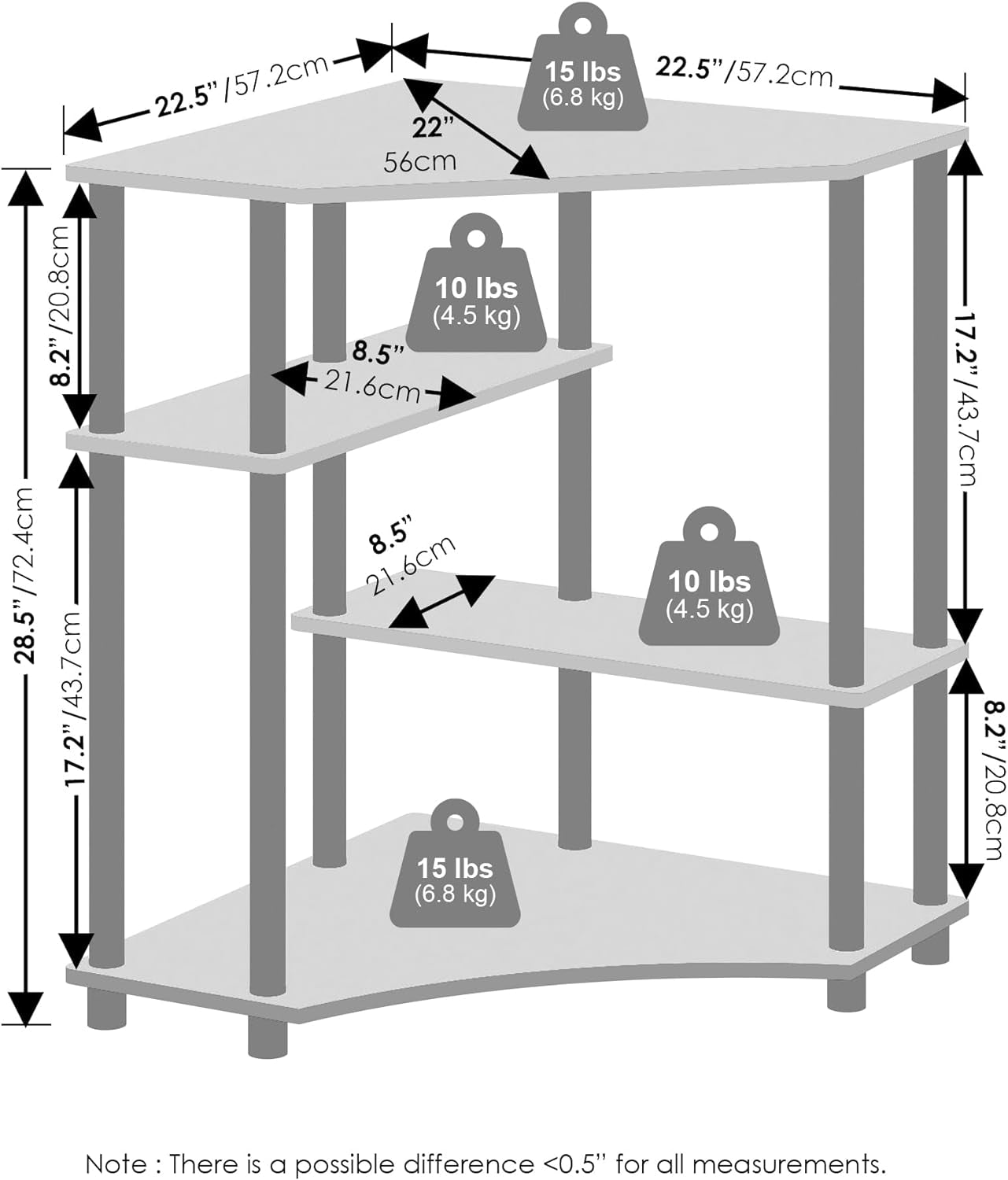 4-Tier Contemporary Corner Shelf