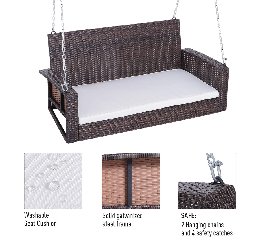 2-Person Rattan Bench Swing