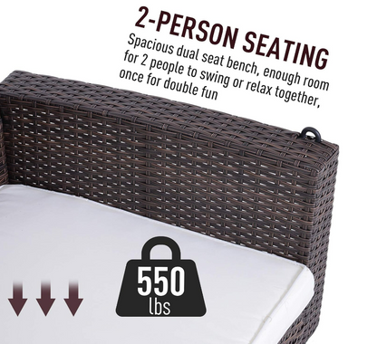 2-Person Rattan Bench Swing