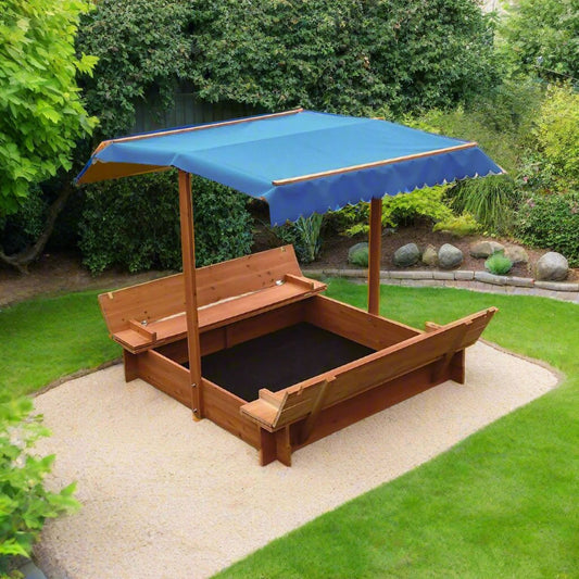 Kids Wooden Sandpit with Canopy