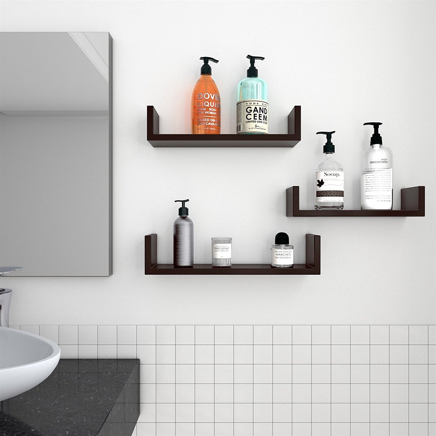 3-Piece U-Shaped Floating Shelves