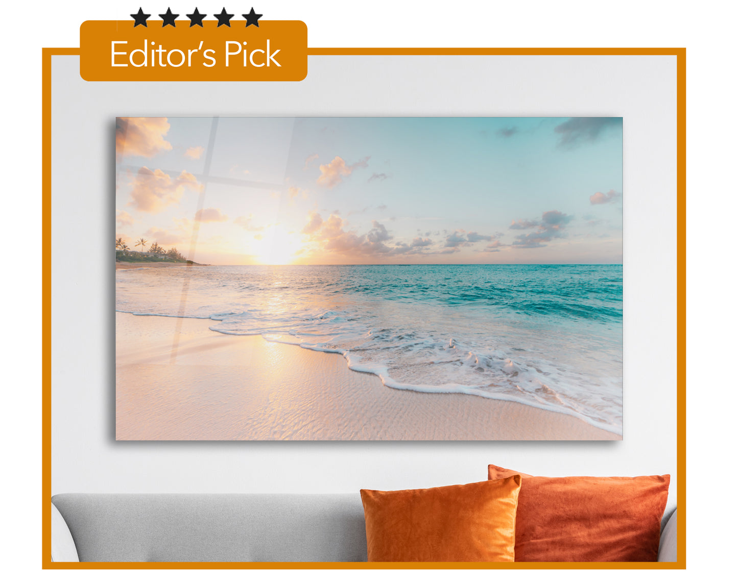Sandy Beach Glass Wall Art