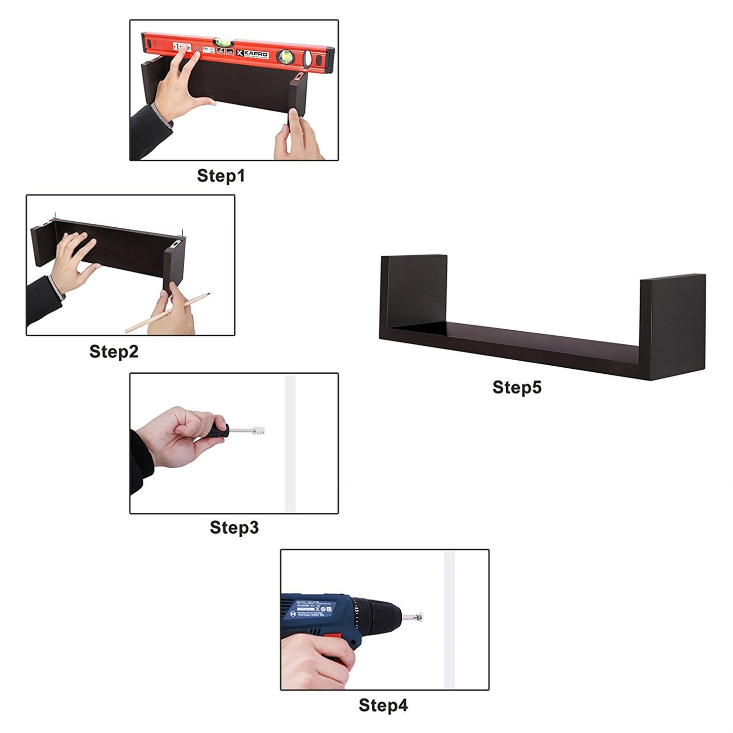 3-Piece U-Shaped Floating Shelves