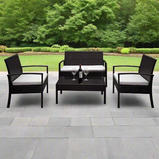 4-Piece Rattan Patio Furniture Set