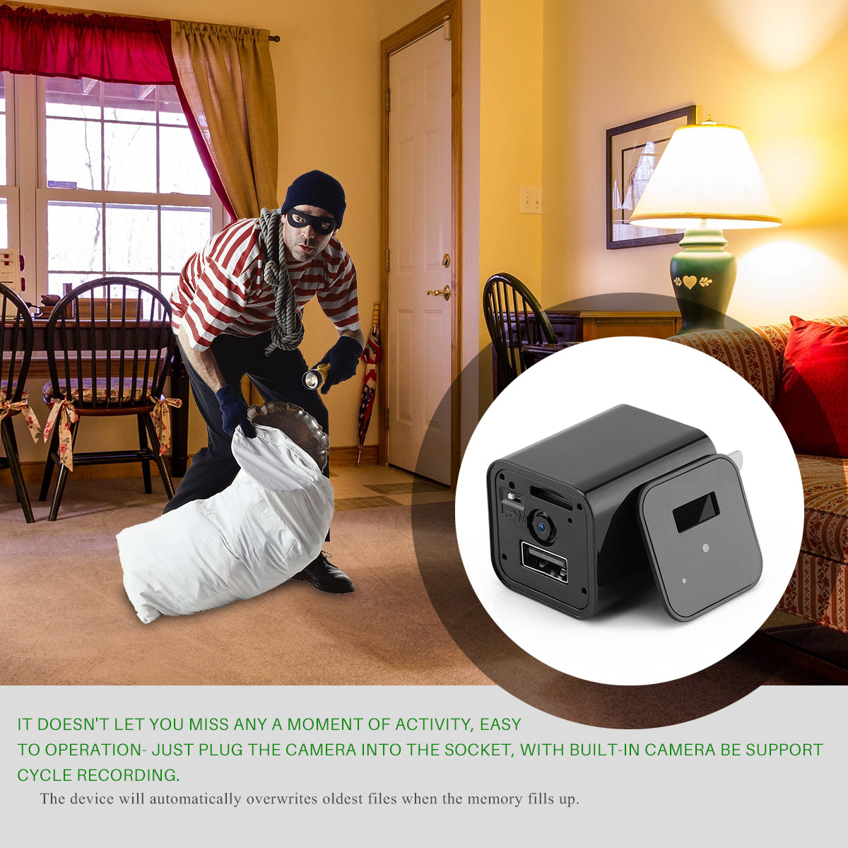 HD 1080P Hidden Camera USB Charger