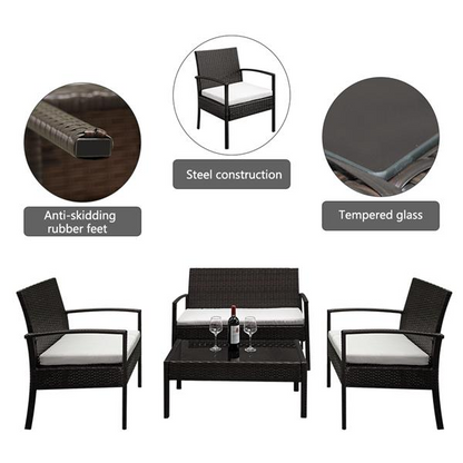 4-Piece Rattan Patio Furniture Set