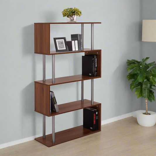 Contemporary 4-Tier S-Shape Bookcase