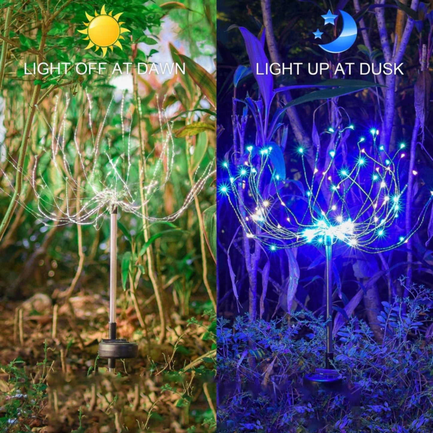 2-Piece Solar-Powered Firework Garden Lights