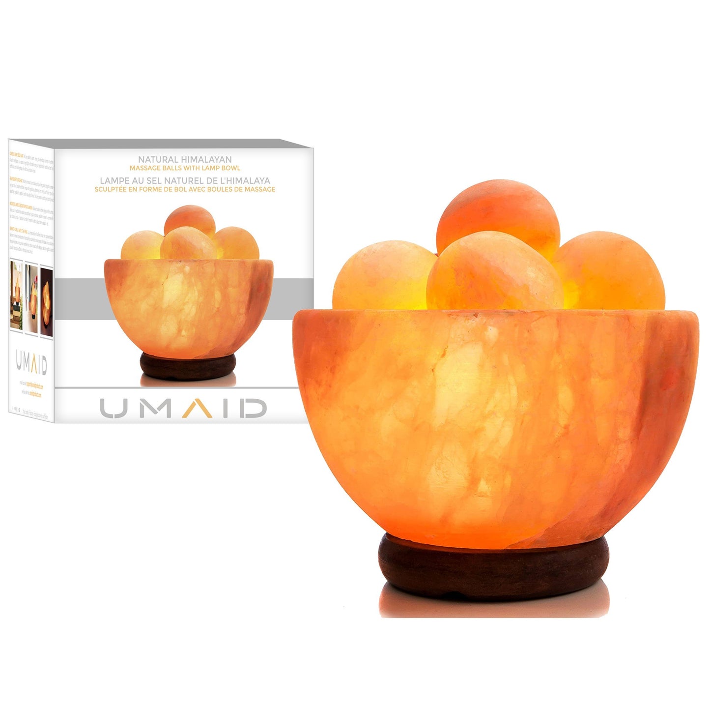 Himalayan Salt Bowl Lamp with Massage Balls