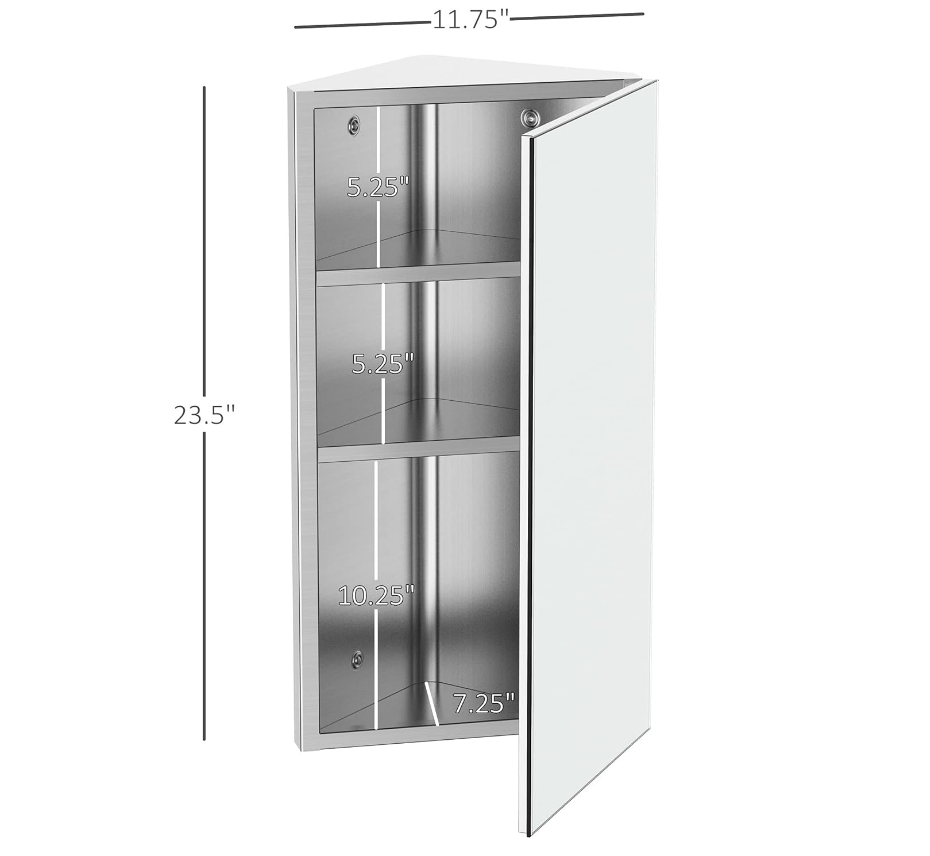 Corner Mirror & Storage Cabinet