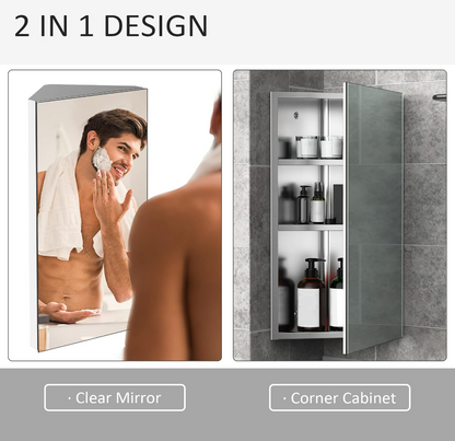 Corner Mirror & Storage Cabinet